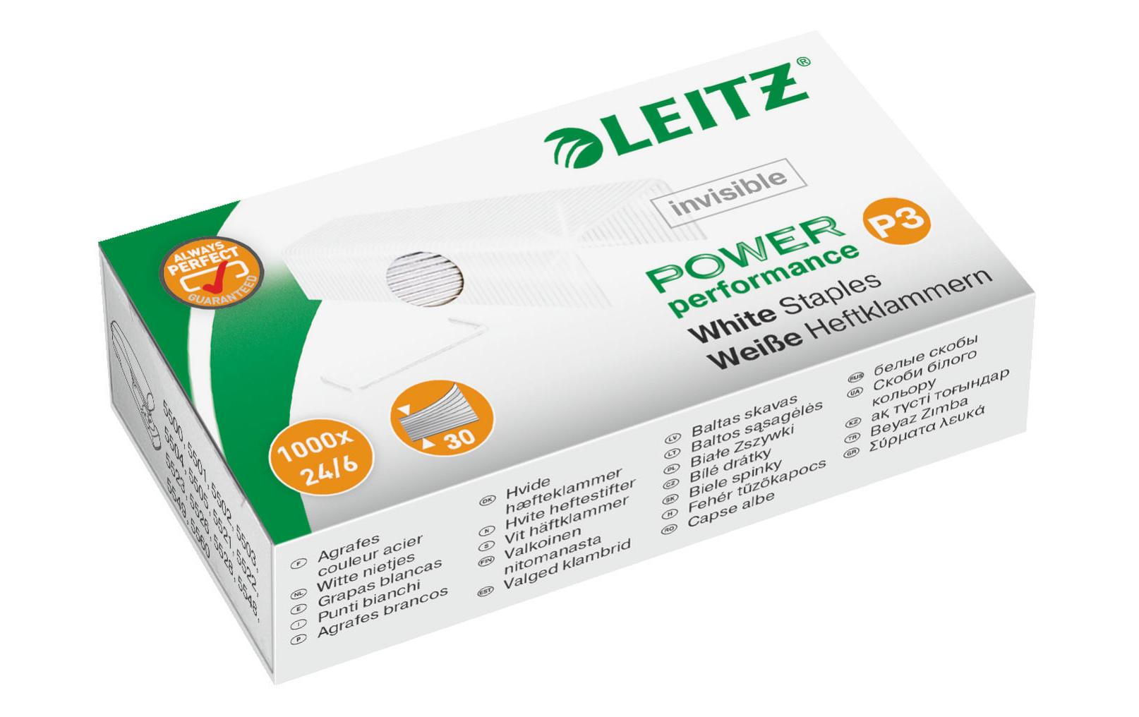 Leitz Heftklammern 24/6 – verzinkt, Metall, weiss – 1000 Stk.