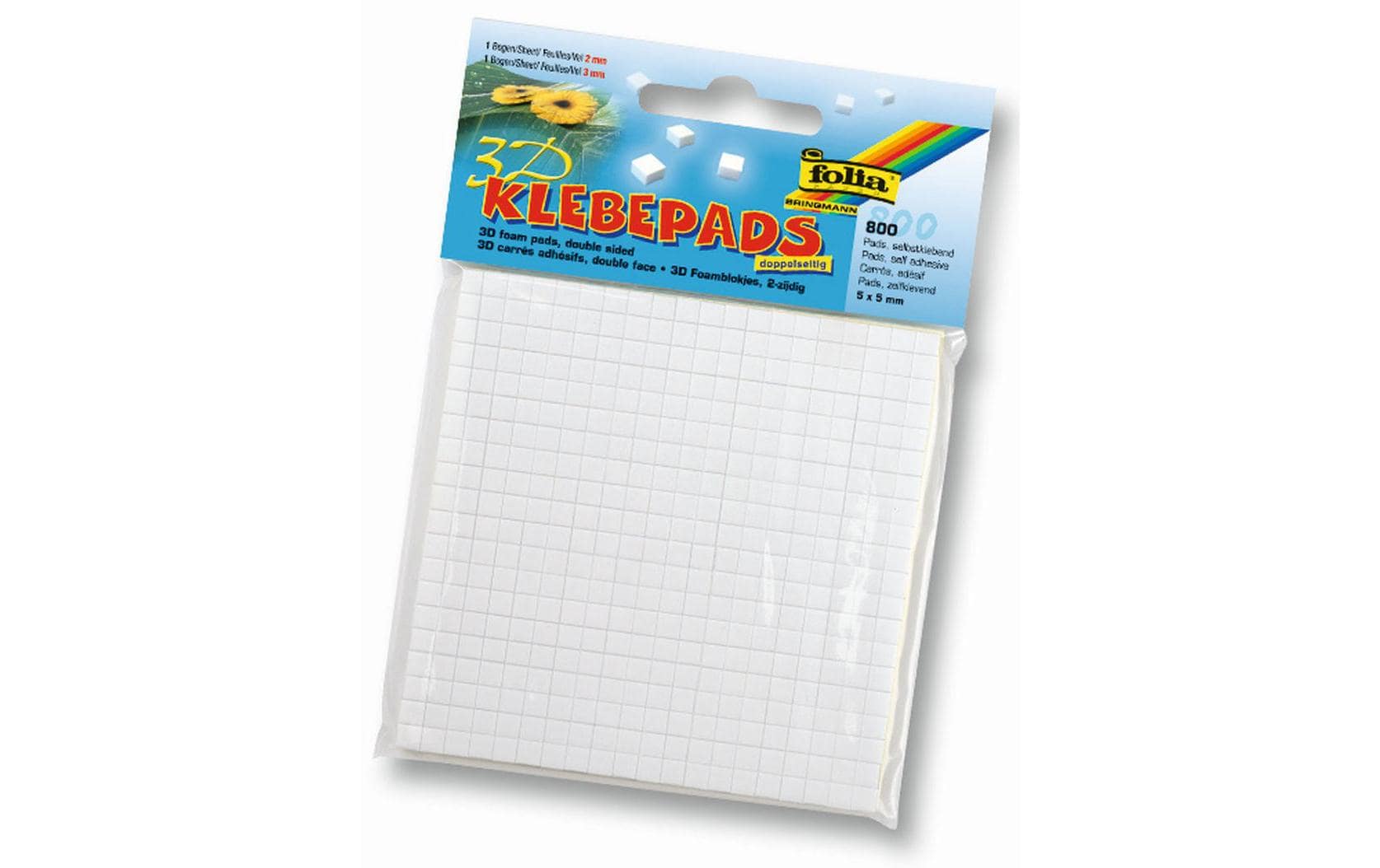 Folia Klebepads – weiss – 5 × 5 mm – 800 Stück – permanent