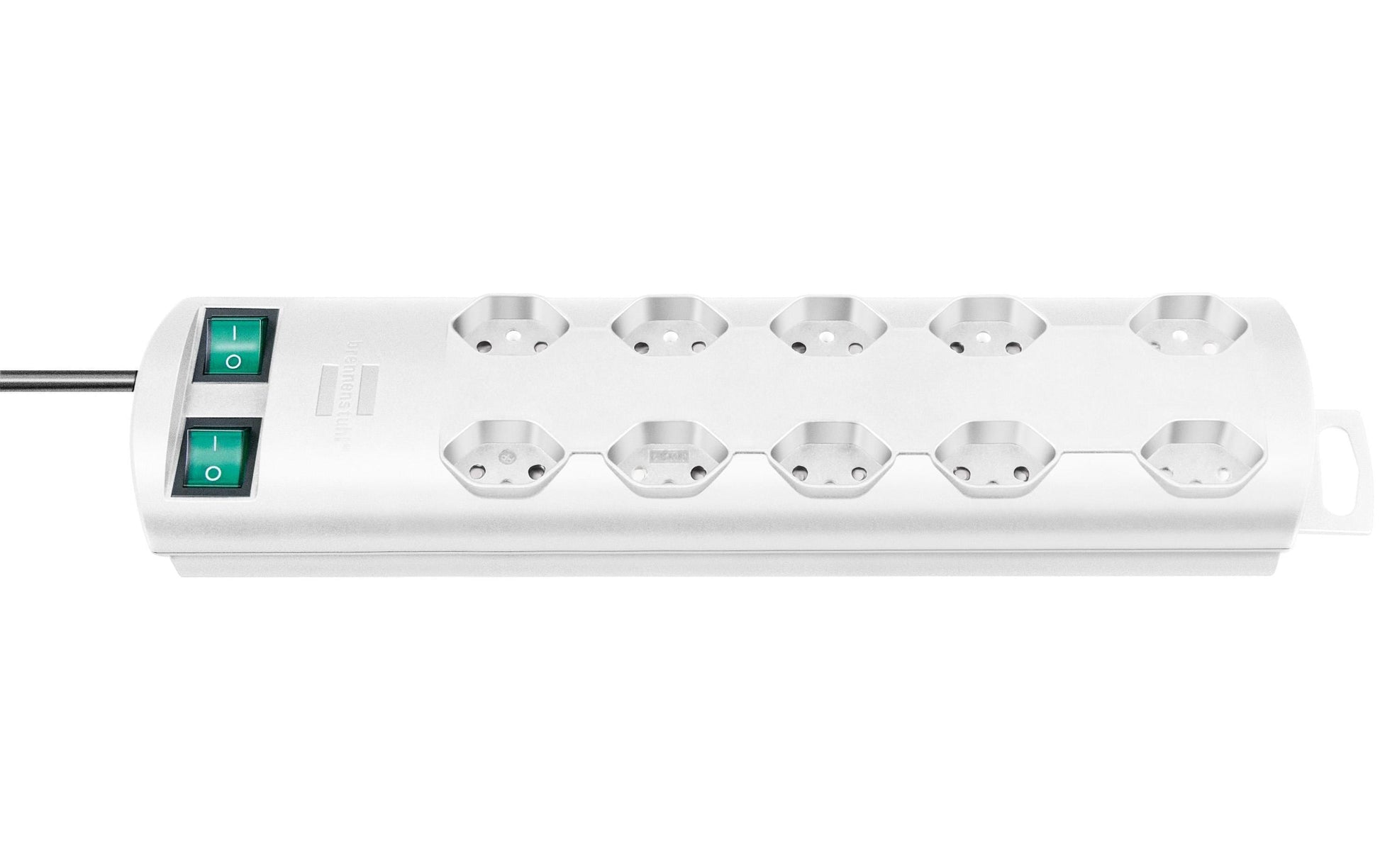 Brennenstuhl Primera-Line Steckdosenleiste, 10×T13, mit 2 Schaltern, 2 m – Weiss