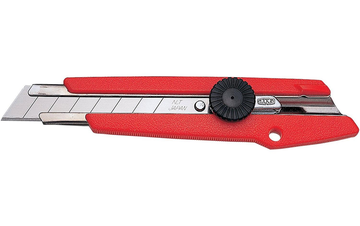 NT Cutter L-500P Cutter – 18 mm, Feststellschraube, Für Linkshänder Geeignet, Rot, Inkl. 3 Klingen