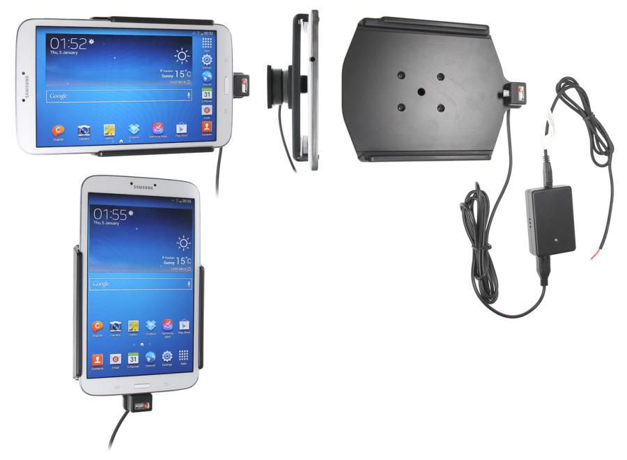 Brodit Fahrzeug-Dock für Samsung Galaxy Tab 3 8,0" – schwenkbar, Molex-Adapter – Schwarz