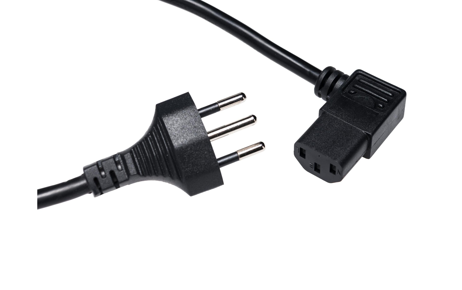 Diggelmann Netzkabel, T12 auf IEC C13, gewinkelt rechts, 5 m, Schwarz