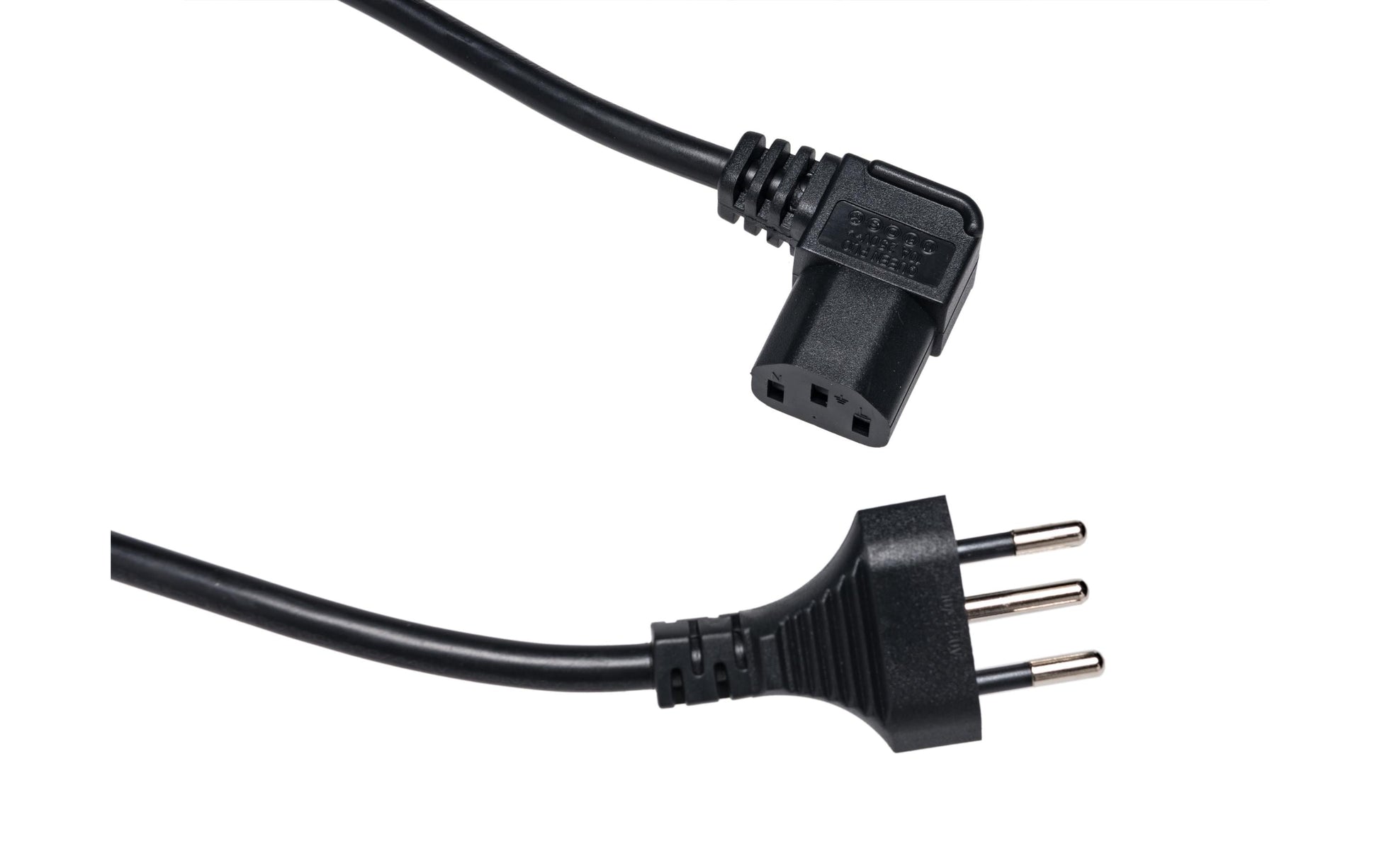 Diggelmann Netzkabel – T12–IEC C13 (gewinkelt rechts), 1 m, 250 V/10 A, schwarz