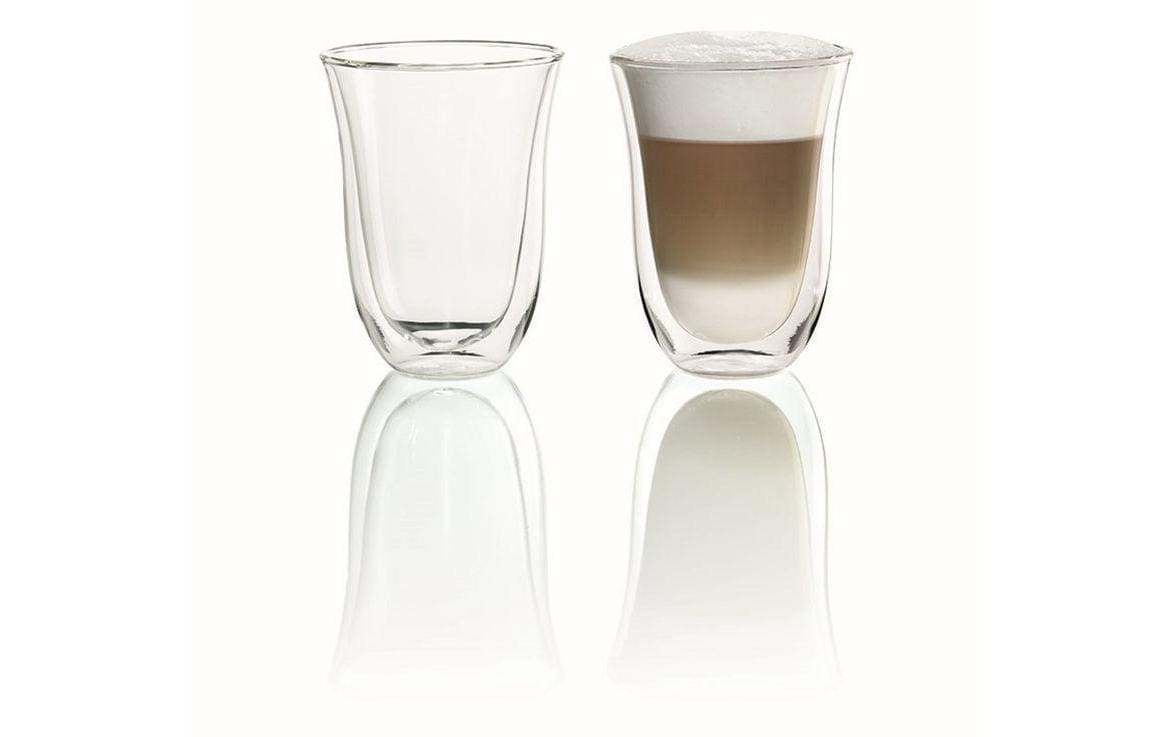 De’Longhi De'Longhi Latte Macchiato Glas – 0,22 l, Borosilikatglas, transparent, doppelwandig, spülmaschinenfest