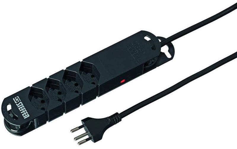 Steffen STEBA VARIABL Steckdosenleiste, 4×T13, 5 m, Kindersicherung, Magnet – Schwarz