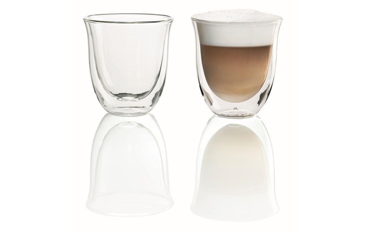 De’Longhi De'Longhi Cappuccinoglas – 0,27 l, Borosilikatglas, transparent, doppelwandig, spülmaschinenfest, 2 Stück
