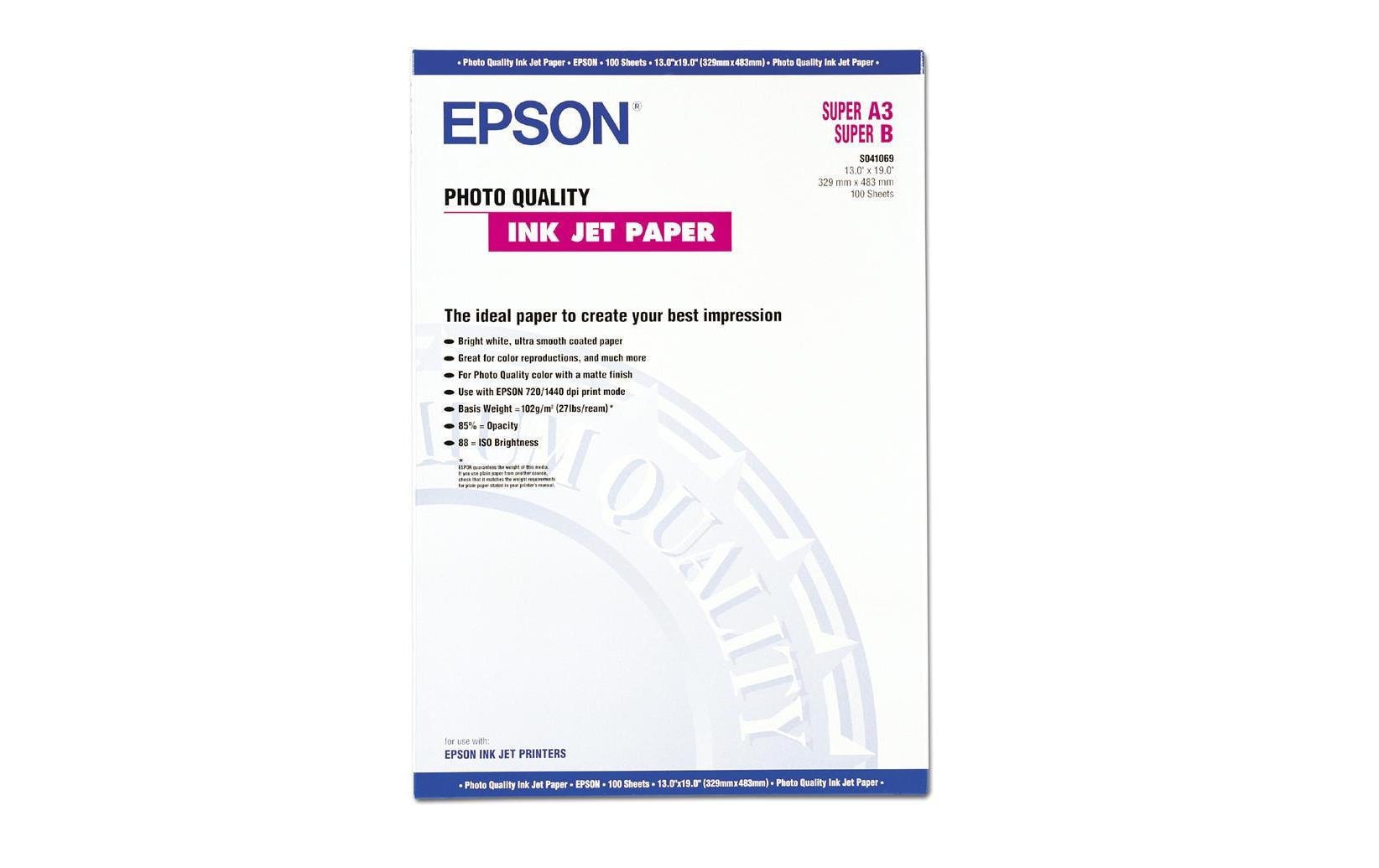 Epson Fotopapier – matt, A3+, 105 g/m², 100 Blatt – für Inkjet-Drucker