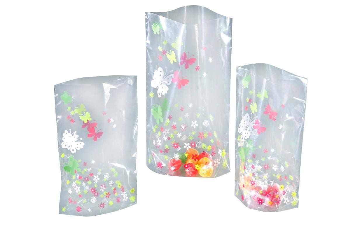 Folia Cellophantüten mit Kreuzboden – Schmetterling – 145 × 235 mm – 10 Stk., Kunststoff, Mehrfarbig