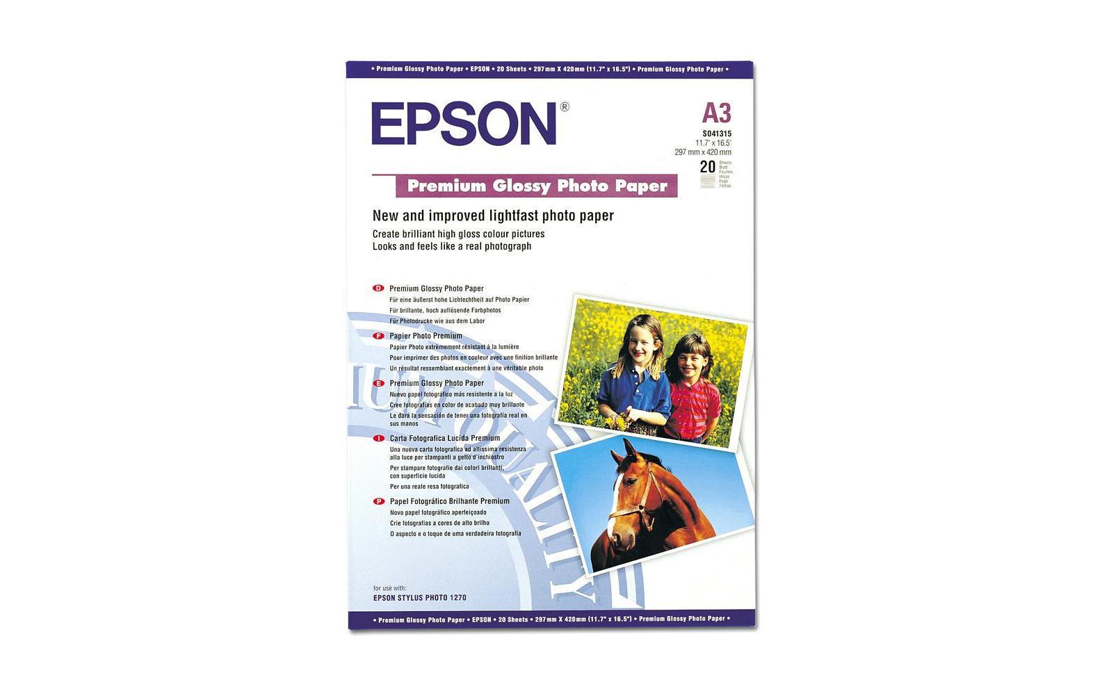 Epson Fotopapier – glänzend, A3, 255 g/m², 20 Blatt – für Inkjet-Drucker