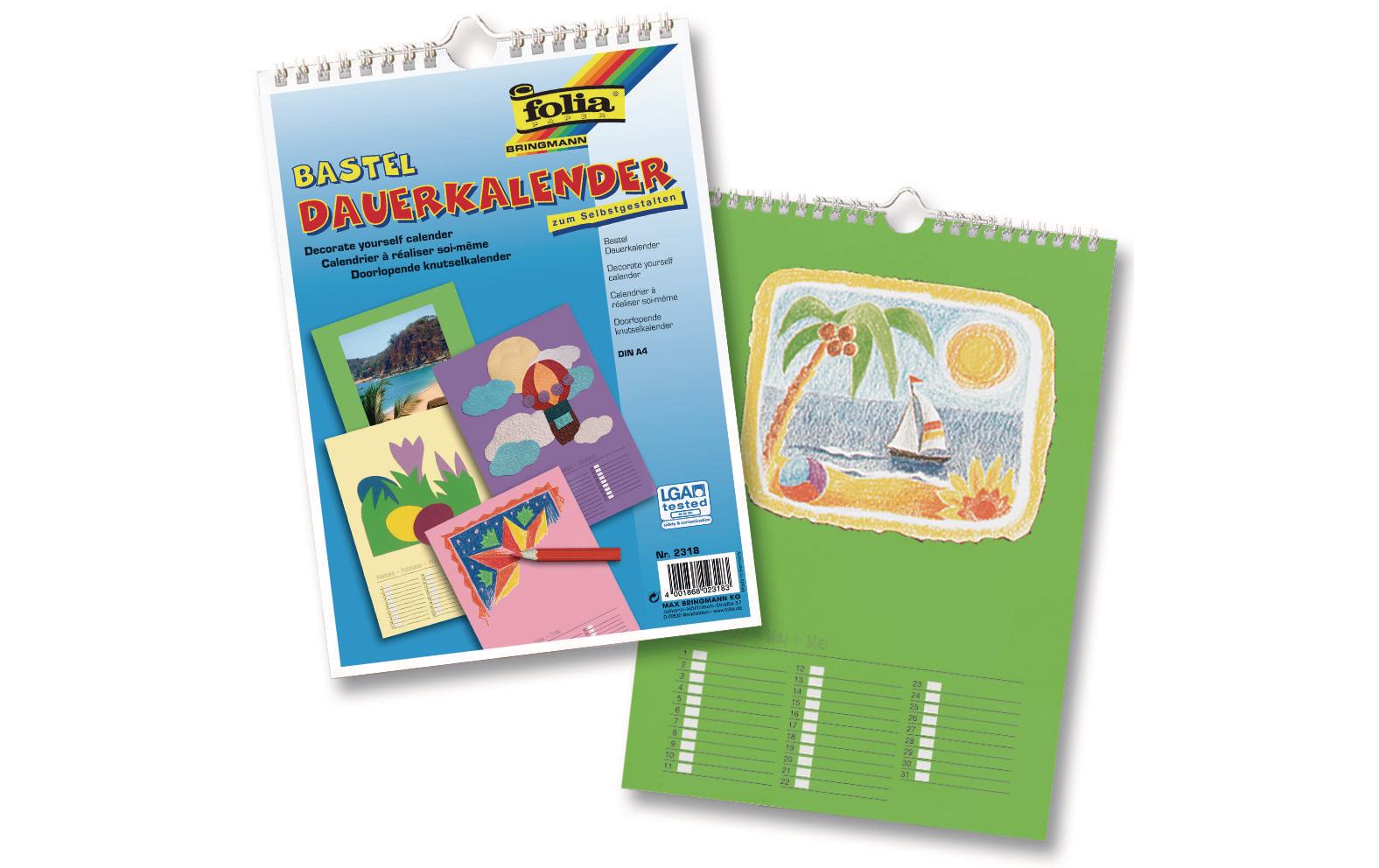 Folia Bastel-Dauerkalender immerwährend – 21 × 29,7 cm – mit Tagesfeldern, mit Aufhänger