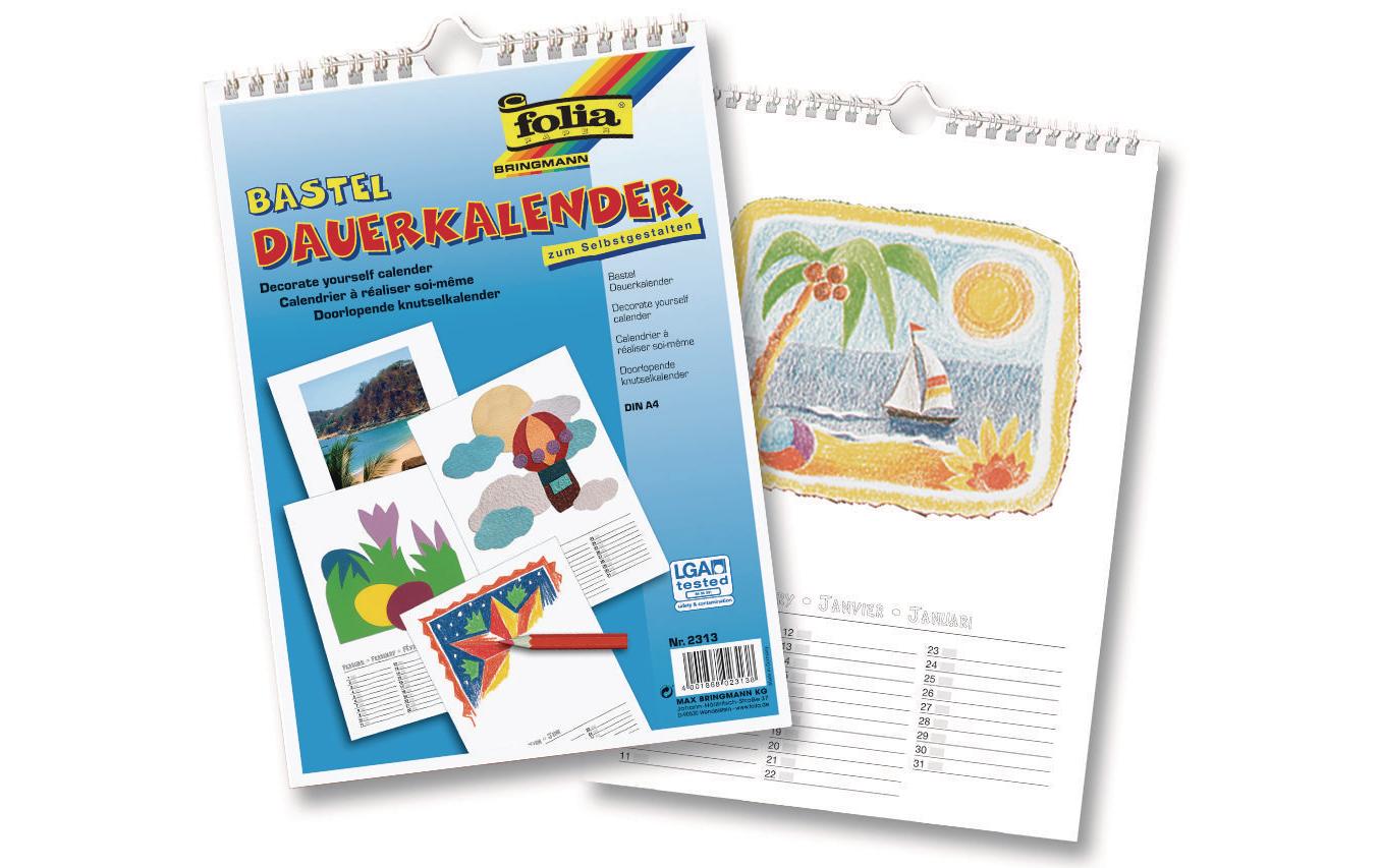 Folia Bastel-Dauerkalender immerwährend – 21 × 29,7 cm – d/f/gb – mit Tagesfeldern, mit Aufhänger