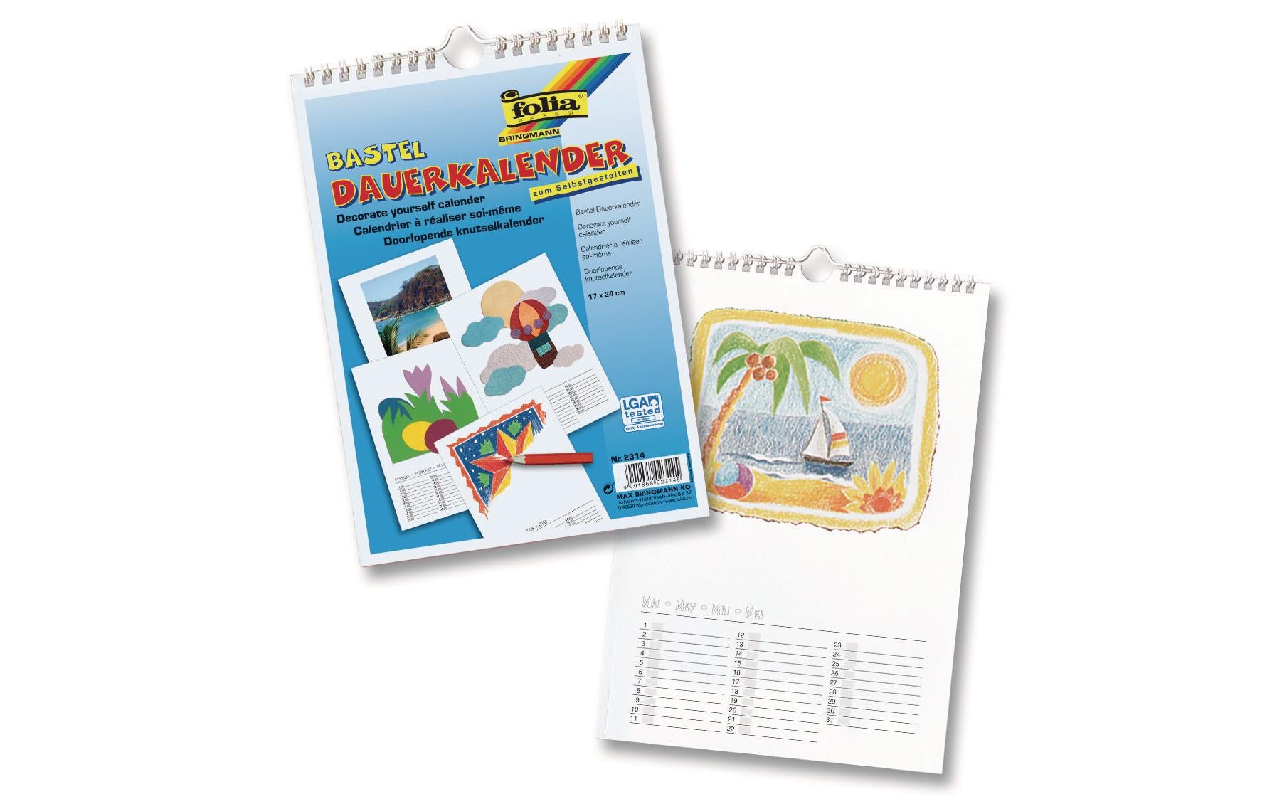Folia Bastel-Dauerkalender – 17 × 24 cm – mit Tagesfeldern, mit Aufhänger