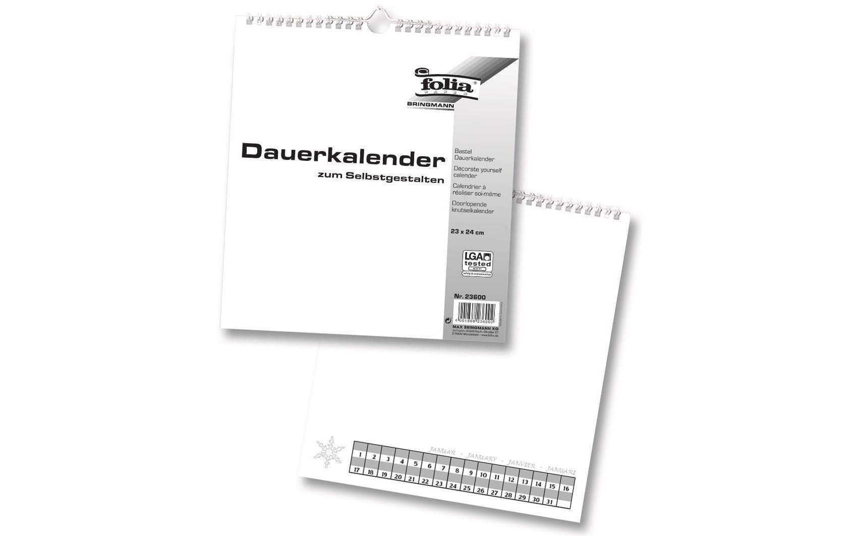 Folia Bastel-Dauerkalender immerwährend – 23 × 24 cm – mit Tagesfeldern, mit Aufhänger