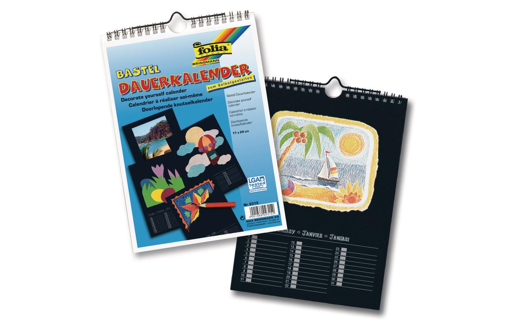Folia Bastel-Dauerkalender immerwährend – 17 × 24 cm – d/f/gb – mit Tagesfeldern, mit Aufhänger