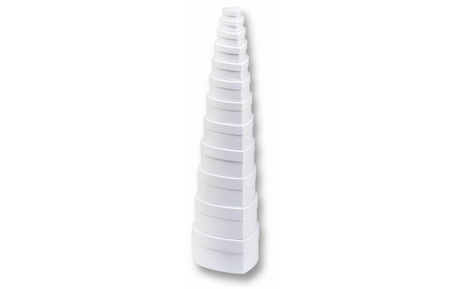 Folia Geschenkbox Herzen Karton – weiss – 135 × 155 × 75 mm – Grössen sortiert – 12 Stk.