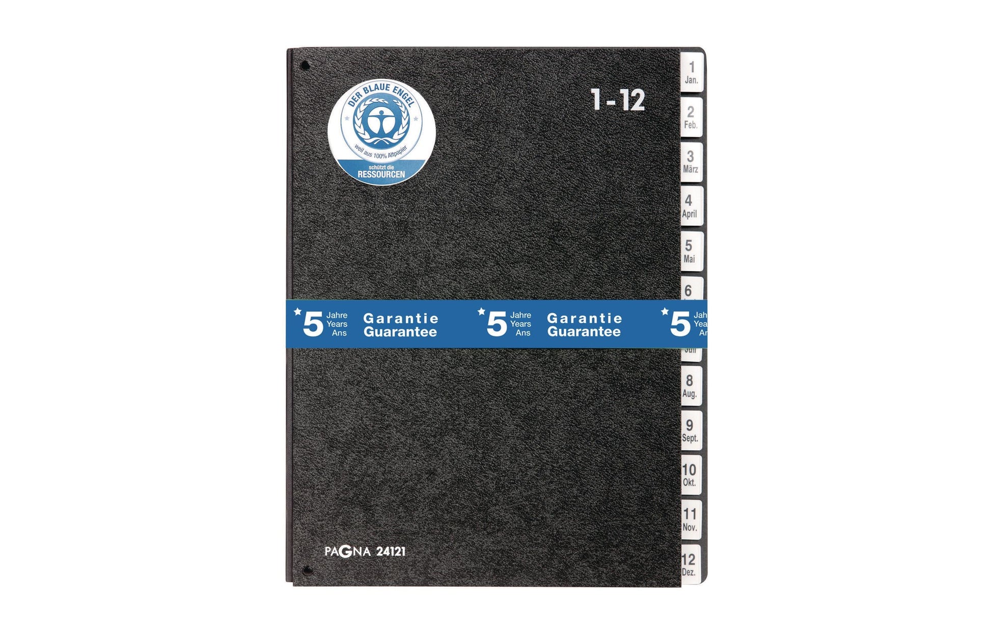 Pagna Sammelmappe für A4, Karton, Schwarz, mit Leinwandrücken