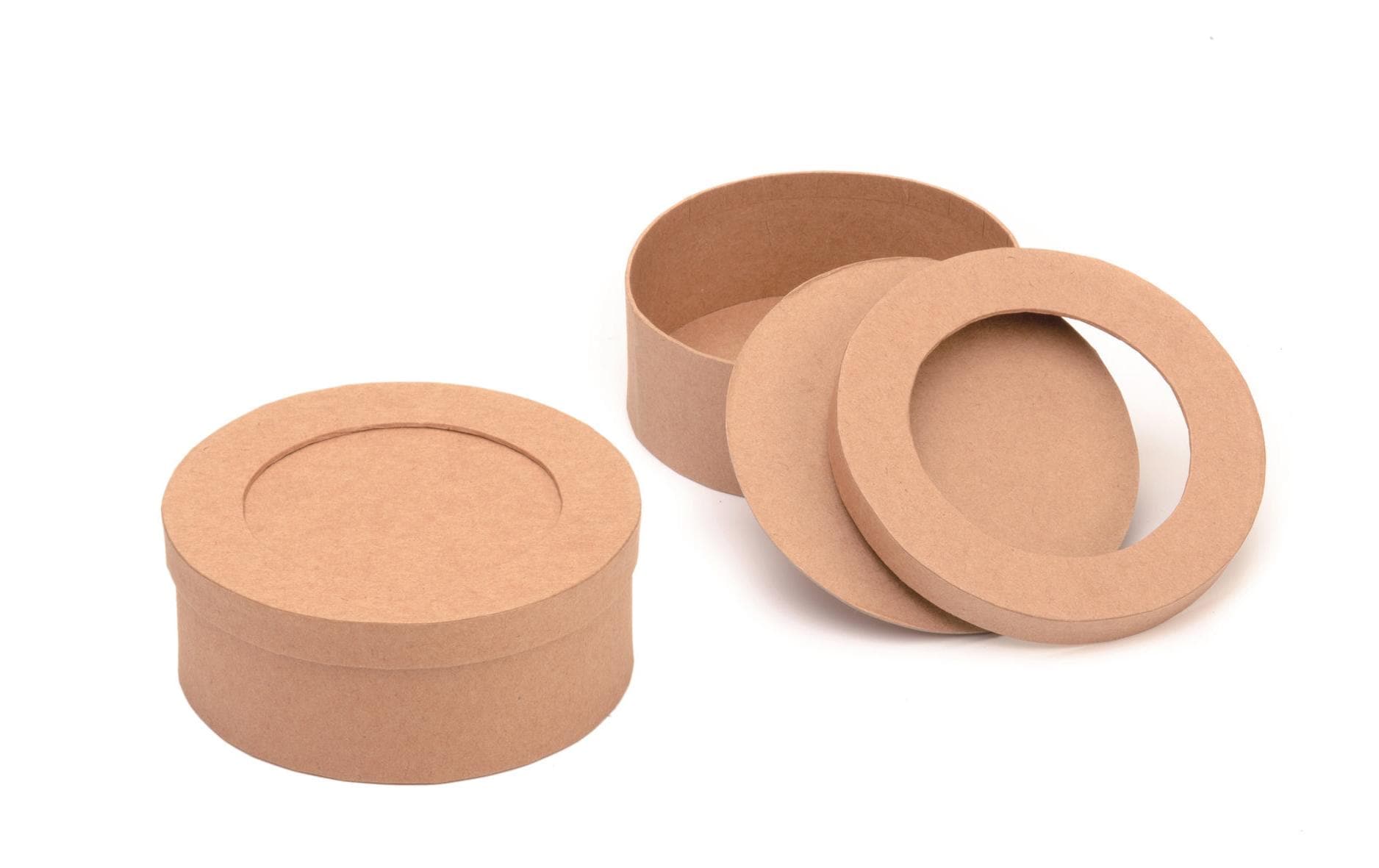 GLOREX Papp-Dose – Ø 130 × 50 mm, Karton, beige, mit Deckel – 1 Stk.