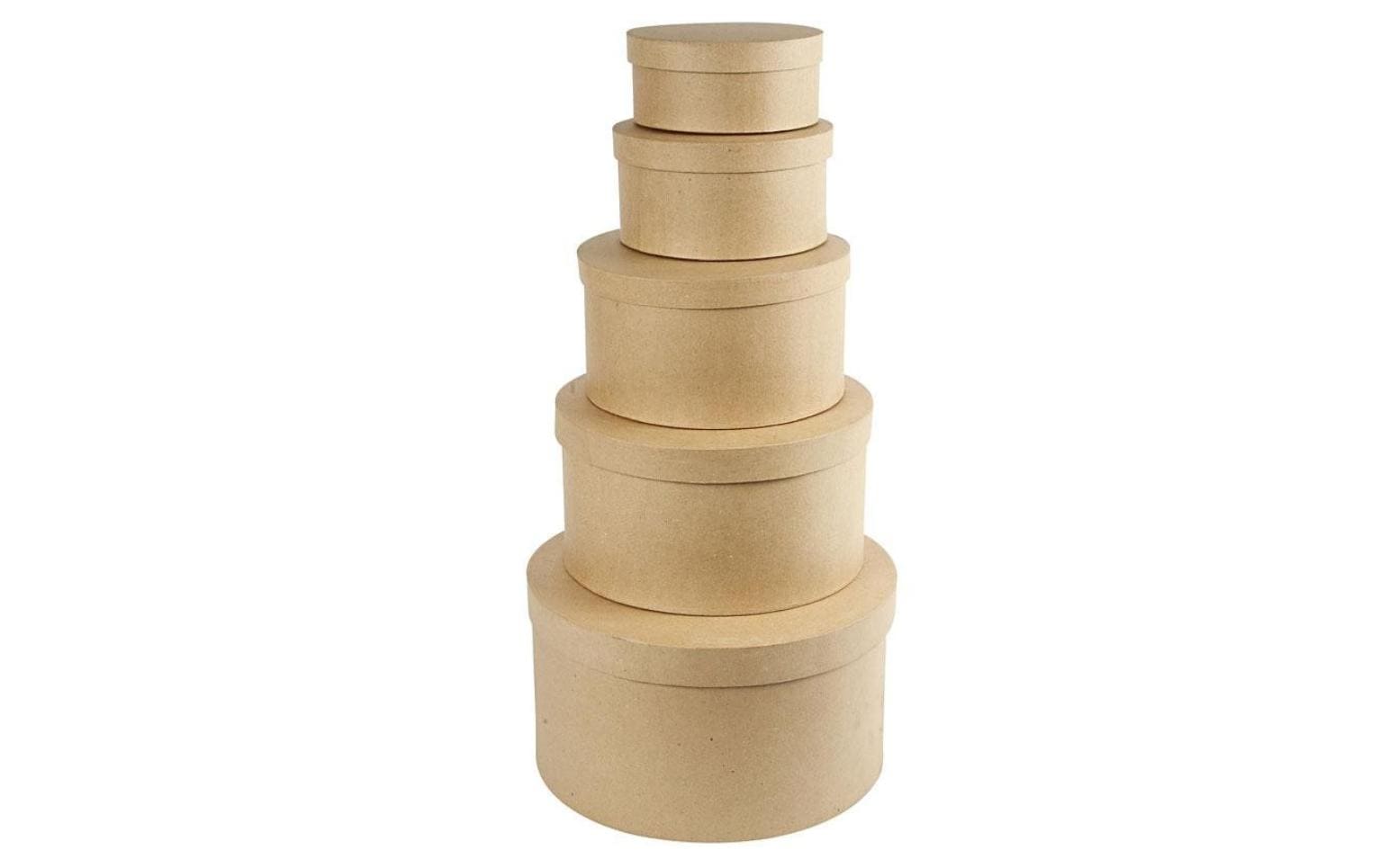 Creativ Company Geschenkbox rund Papier Cappuccino – Ø 355 × 190 mm – 5 Stk.
