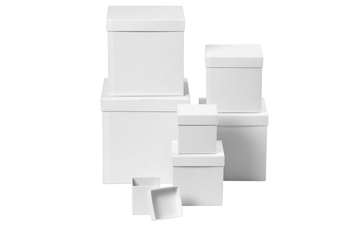 Creativ Company Pappschachteln, Karton, Weiss, 10 × 10 cm, 7 Stk., Quadratisch