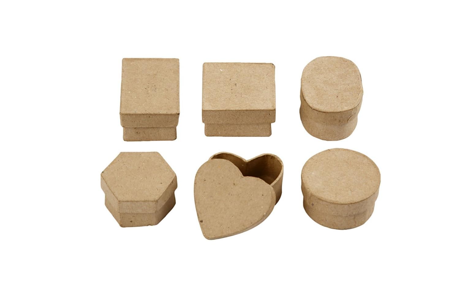 Creativ Company Pappschachtel, Karton, Cappuccino, Ø 6 cm × 3 cm, 6 Stk., Herz