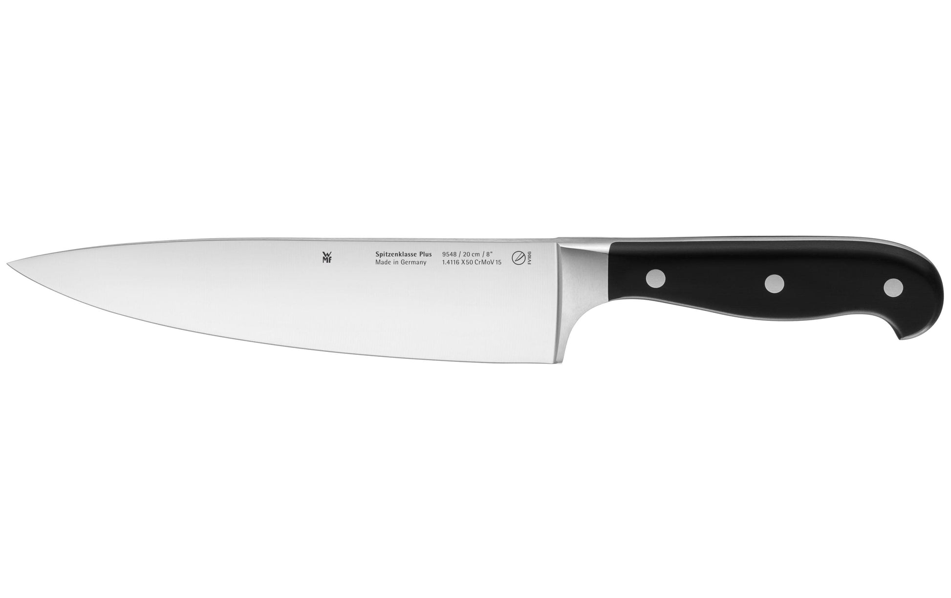 WMF Spitzenklasse Plus – Kochmesser 20 cm, Edelstahl (Cromargan), Kunststoffgriff, schwarz
