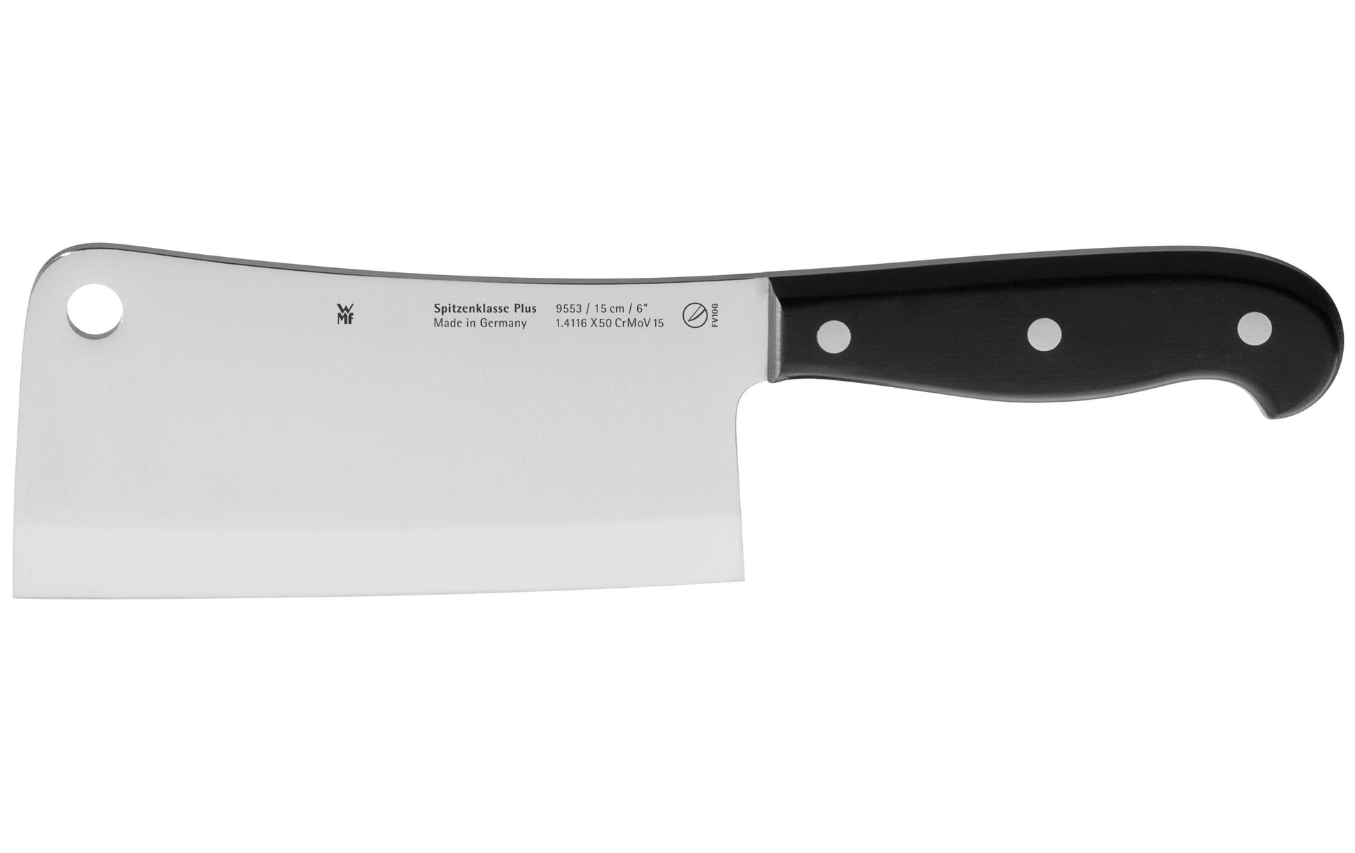 WMF Spitzenklasse Plus Chinesisches Kochmesser – Cromargan, glatt, 15 cm, schwarz