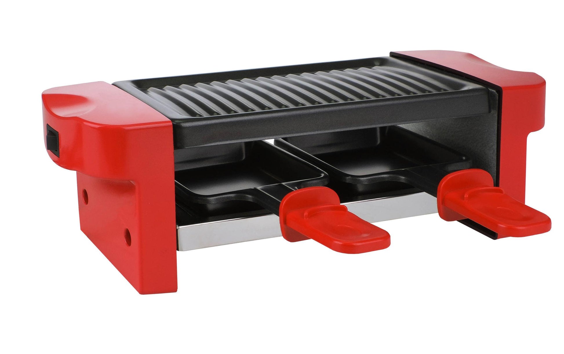 Ohmex Raclette Mini – 2 Personen, 350 W, Teflonbeschichtet – Schwarz/Rot