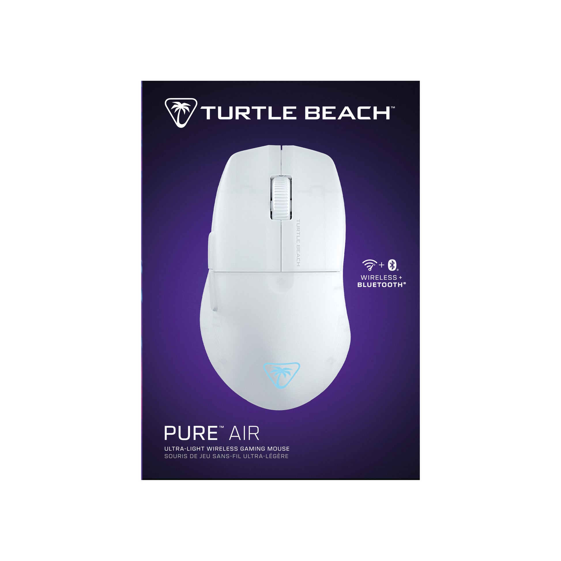Turtle Beach Pure Air Gaming-Maus – Kabellos, Bluetooth + 2,4 GHz, USB-C, 26'000 dpi, RGB-Projektion, Weiss