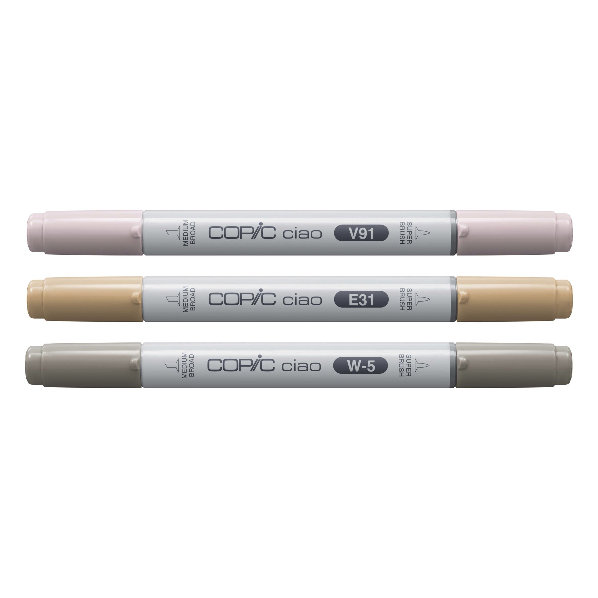 Copic Ciao Pinselstift, Doppelspitze, Pet Palette – Kombi, alkoholbasiert, 3 Farben