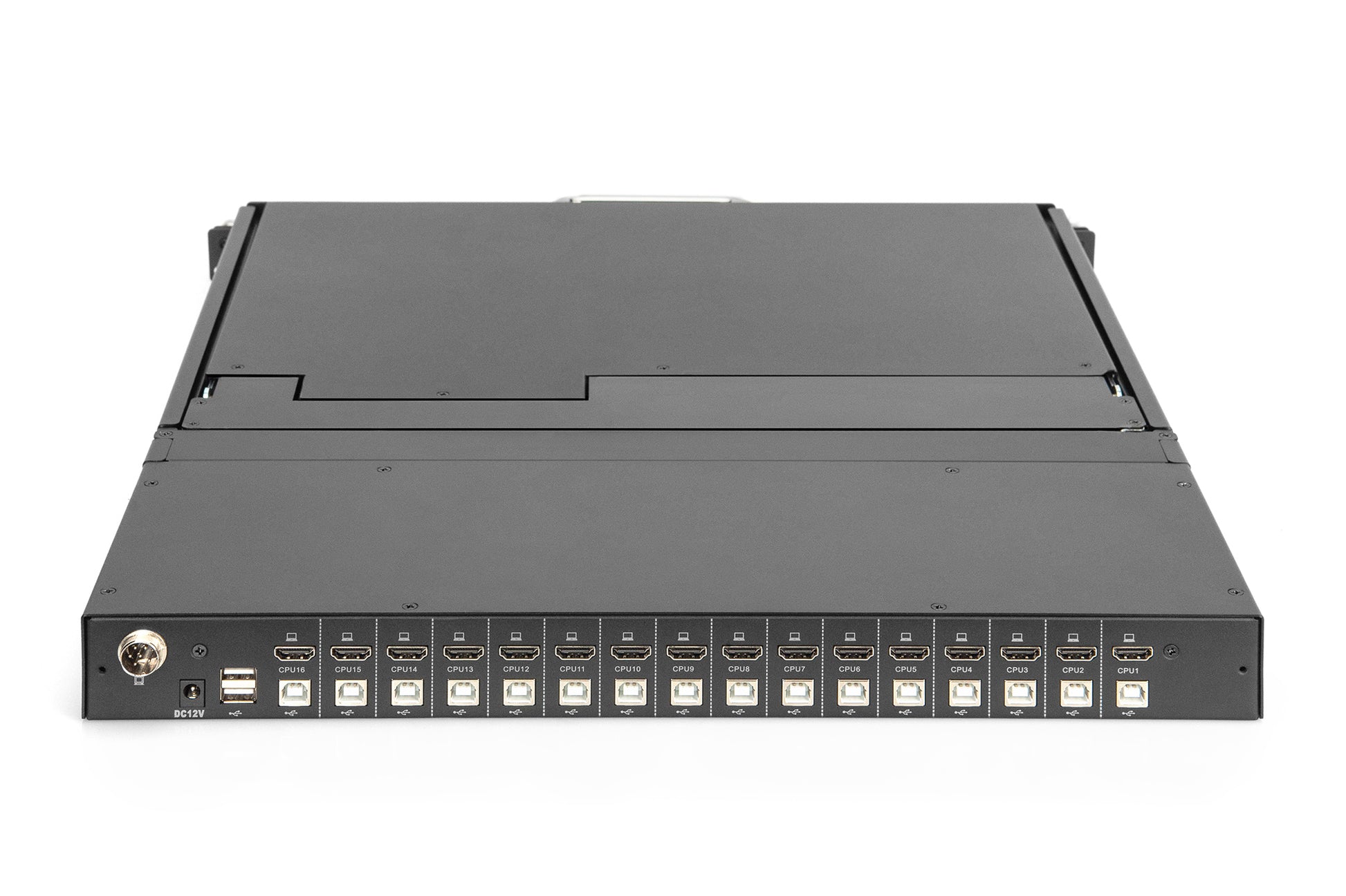 Digitus 17HD – 17" Rack-LCD-Konsole – 1920 × 1080, 16-Port HDMI KVM, Deutsch – 1U