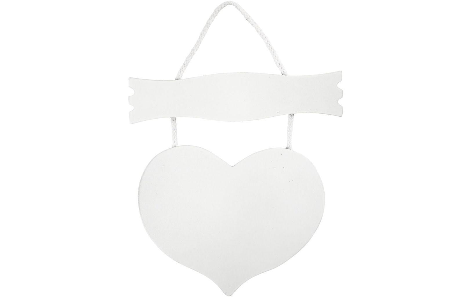 Creativ Company Schild Herz – 28 × 19 × 0,5 cm – Holz & MDF, weiss