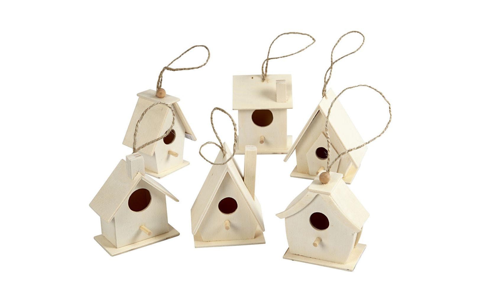 Creativ Company Holzrohling, Mischholz/MDF, braun, 3 × 7 × 5 cm, 6 Stk., Haus, 575770