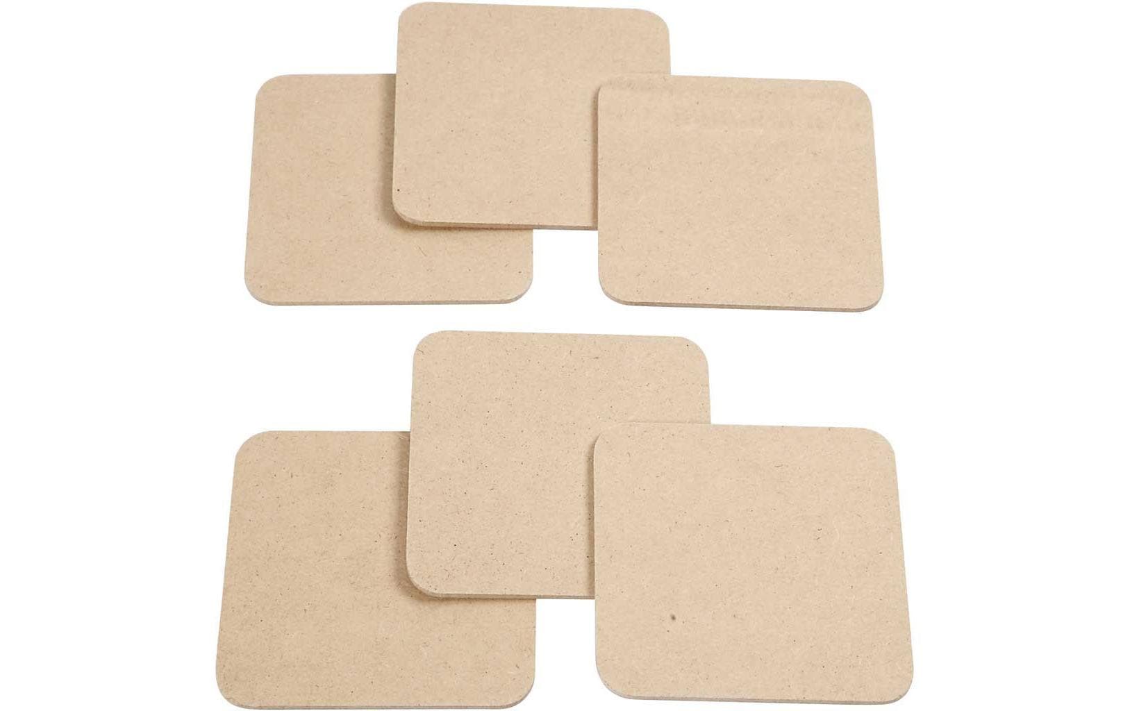 Creativ Company Untersetzer – 6er Set, 10 × 10 × 0,3 cm, Holz, Braun