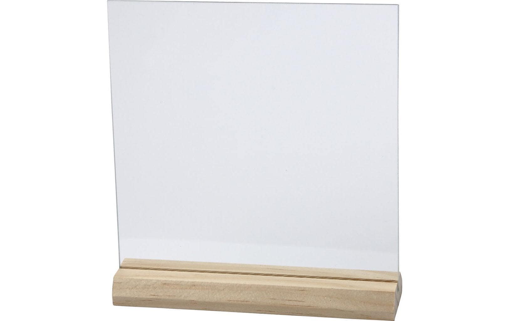 Creativ Company Glasplatte mit Holzständer – 10-teilig – 15,5 × 15,5 × 2,8 cm – Glas & Holz, transparent