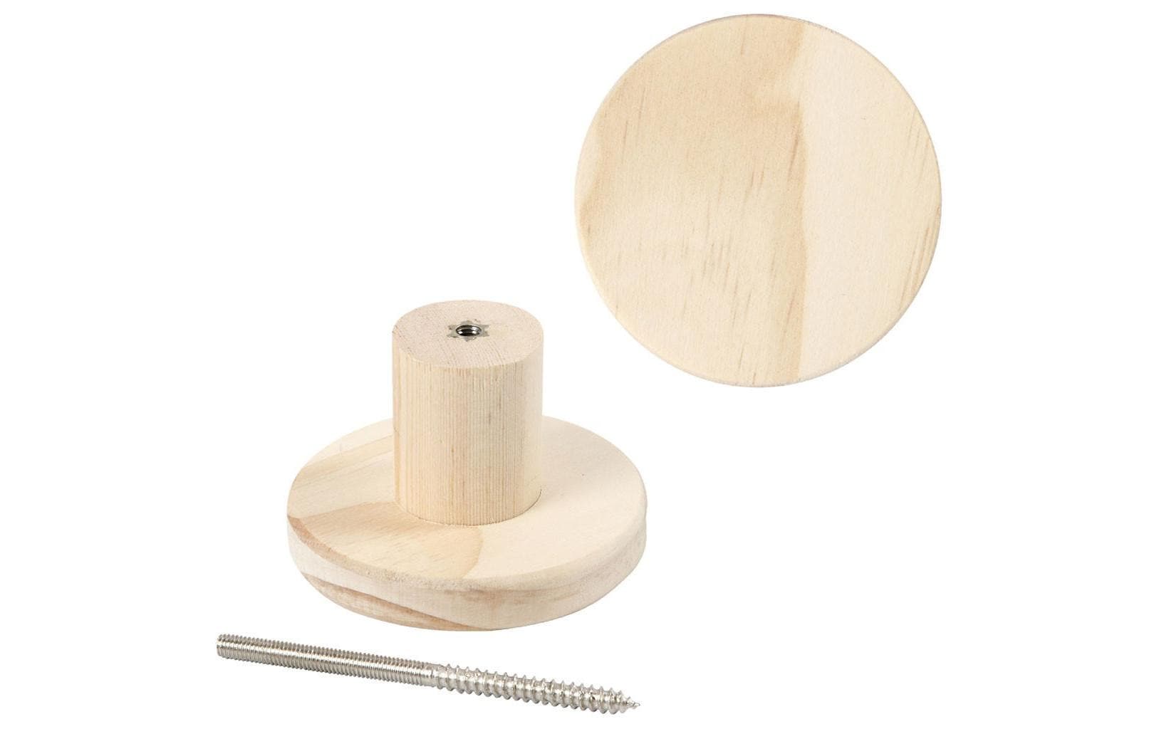 Creativ Company Haken – Holz (Kiefer) – Braun – Ø 70 × H 70 mm