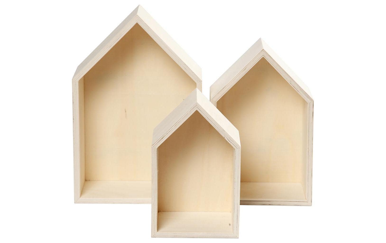 Creativ Company Wandhalterung Haus – Holz – Braun – 200 × 310 × 100 mm – 3 Stück
