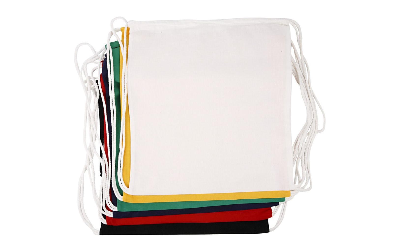 Creativ Company Sportrucksack-Set – 6-teilig, mit Tunnelzug, Baumwolle – farbig sortiert