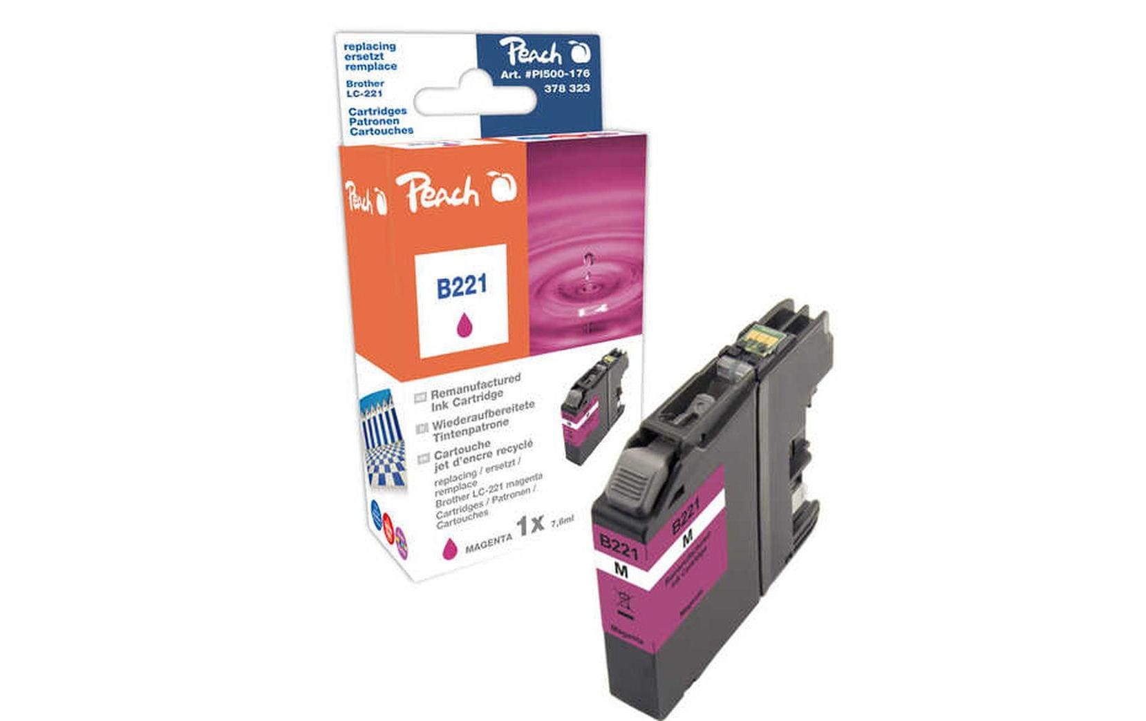 Peach LC-221M Magenta Tintenpatrone (Kompatibel) – 290 Seiten – für Brother MFC-J480DW/680DW/880DW…