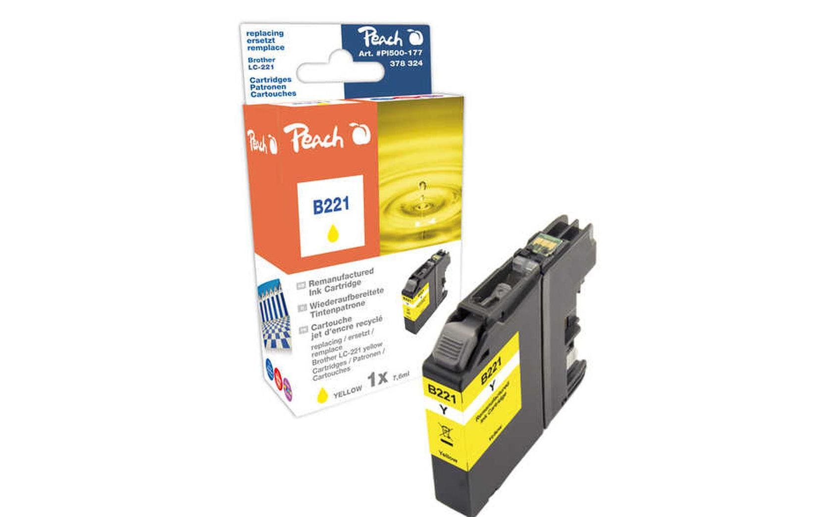 Peach LC-221 Gelbe Tintenpatrone (Kompatibel) – 290 Seiten – für Brother DCP-J562DW/MFC-J480DW/MFC-J880DW