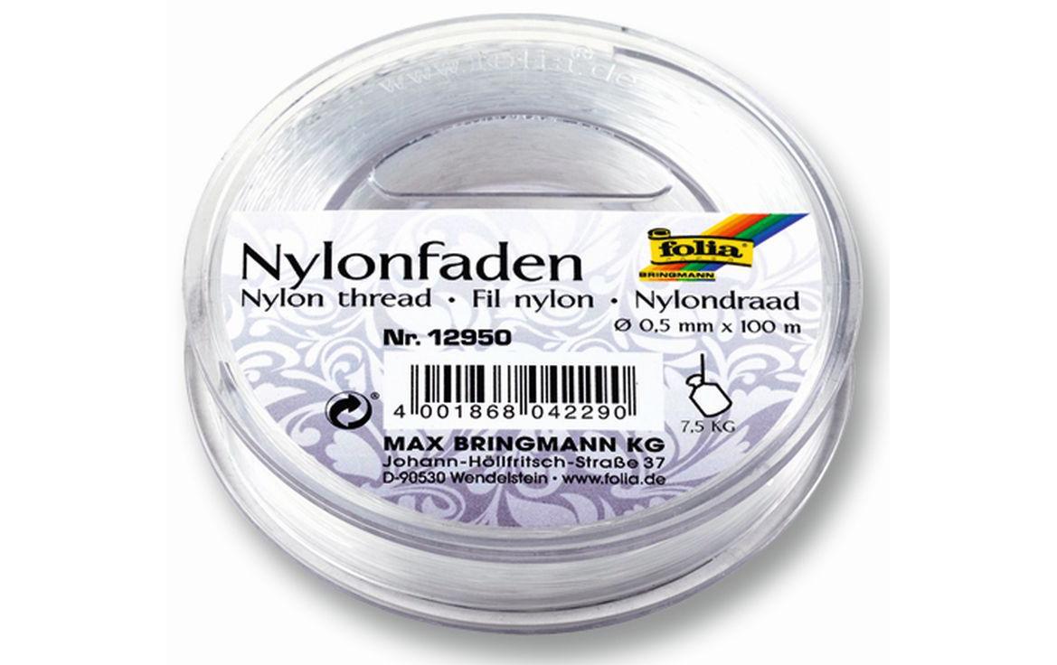 Folia Nylonfaden – 0,5 mm, 100 m, Nylon, Transparent, zum Handnähen