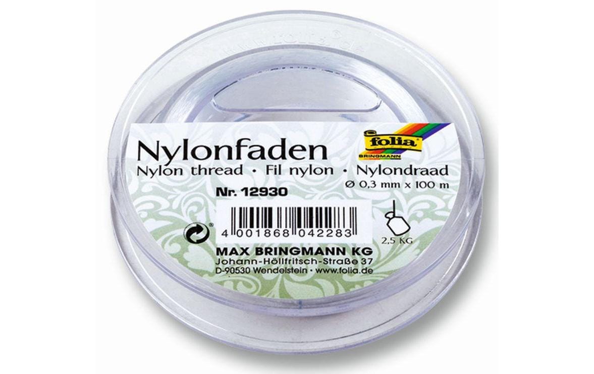 Folia Nylonfaden – 0,3 mm, 100 m, Nylon, Transparent, zum Handnähen