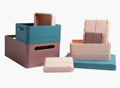 Exacompta Skandi Aufbewahrungsbox A4+ – klappbar, stapelbar, 375 × 40 × 275 mm, hellrosa, Kunststoff