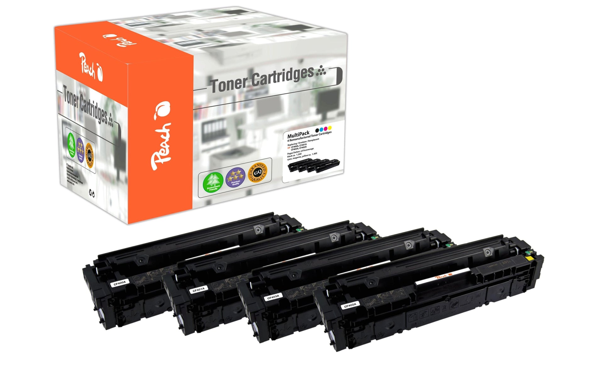 Peach Toner-Multipack 201A – BK/C/M/Y, 5600 Seiten – für HP M274/M252N/M252DW und andere