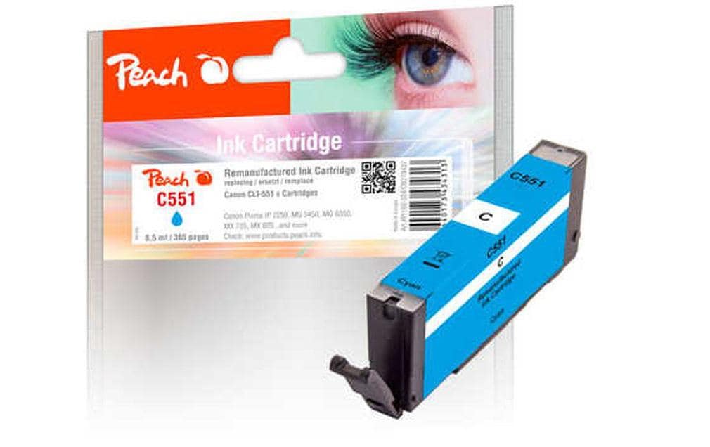 Peach CLI-551 Cyan Tintenpatrone (Kompatibel) – 365 Seiten – für Canon Pixma IP 7250/8750, MG 6400/6450…