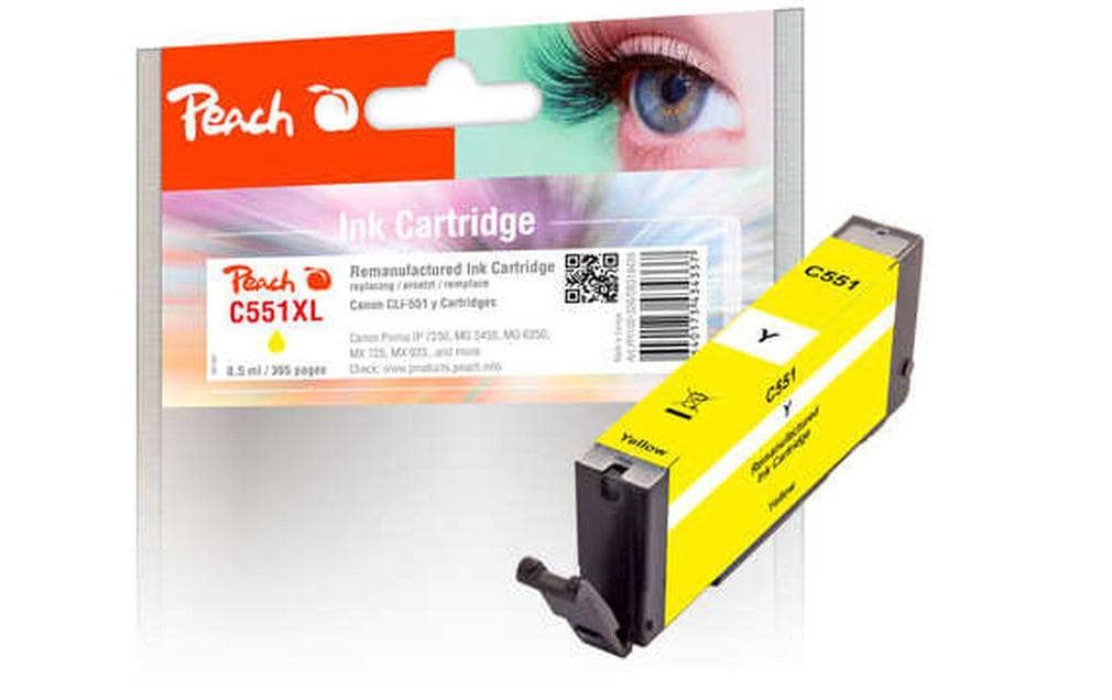Peach CLI-551 Gelb Tintenpatrone (Kompatibel) – 365 Seiten – für Canon Pixma IP7250/8750, MG6350/MG6600, MX725