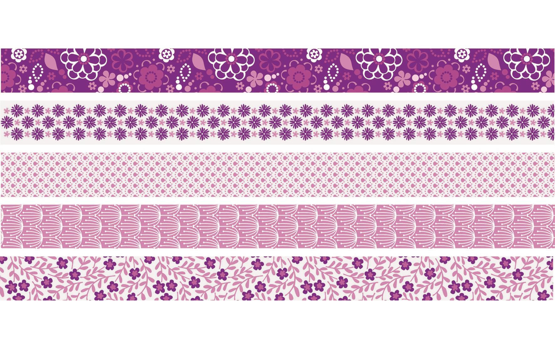 HEYDA Washi Tape, Blumen Mini, 12 mm × 3 m, Set mit 5 Rollen, Pink