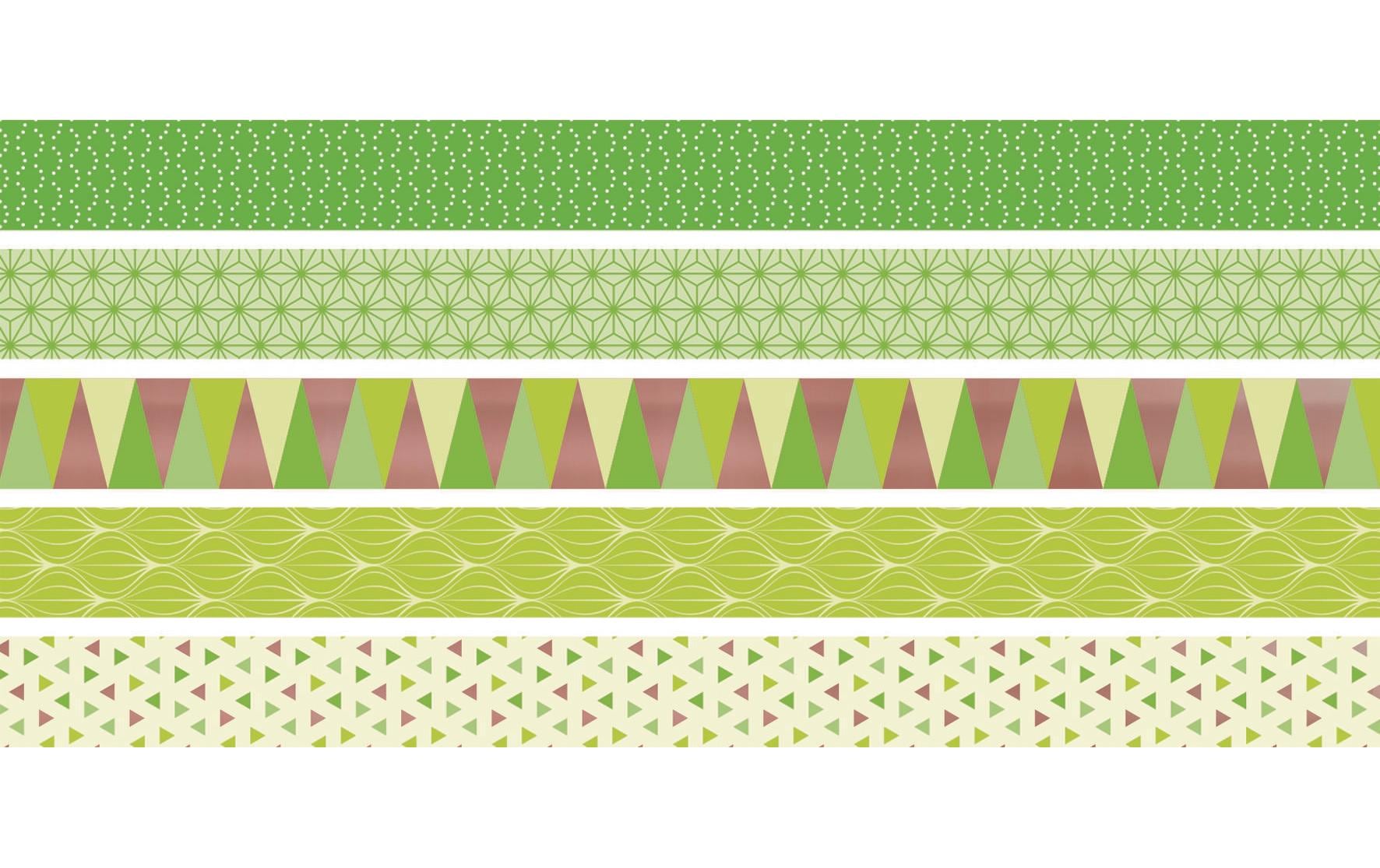 HEYDA Washi Tape Dreieckmuster – 12 mm × 3 m, grün – 5 Rollen, Papier