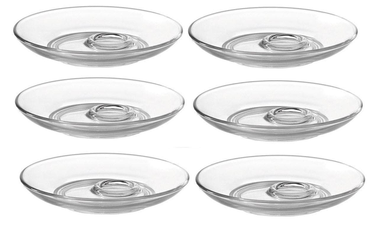 LEONARDO Untertassen Senso – 6er Set, Ø 11,5 cm, Kalk-Natron-Glas, Transparent, spülmaschinenfest