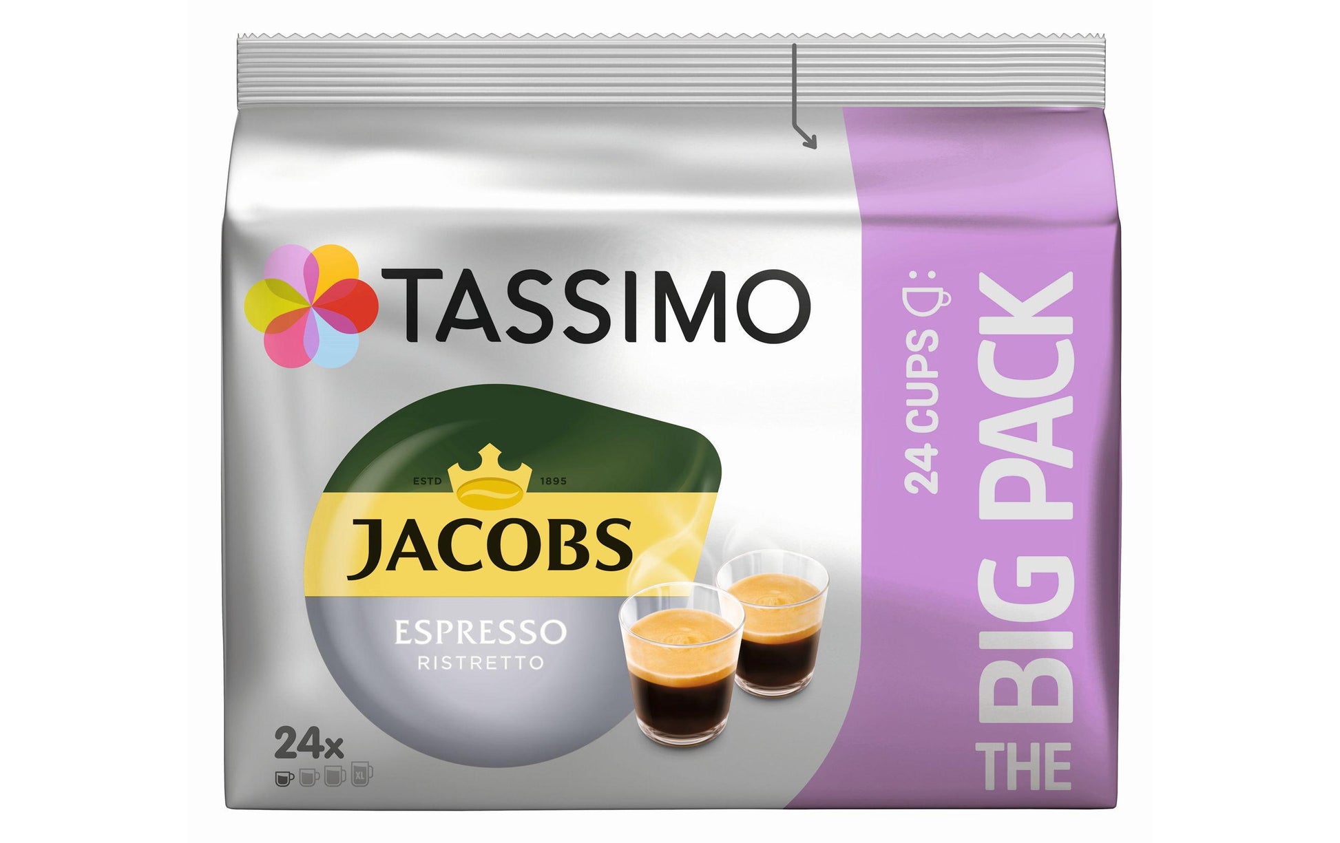 TASSIMO Jacobs Espresso Ristretto – Kapseln für TASSIMO T DISC – Intensität 6, 24 Getränke