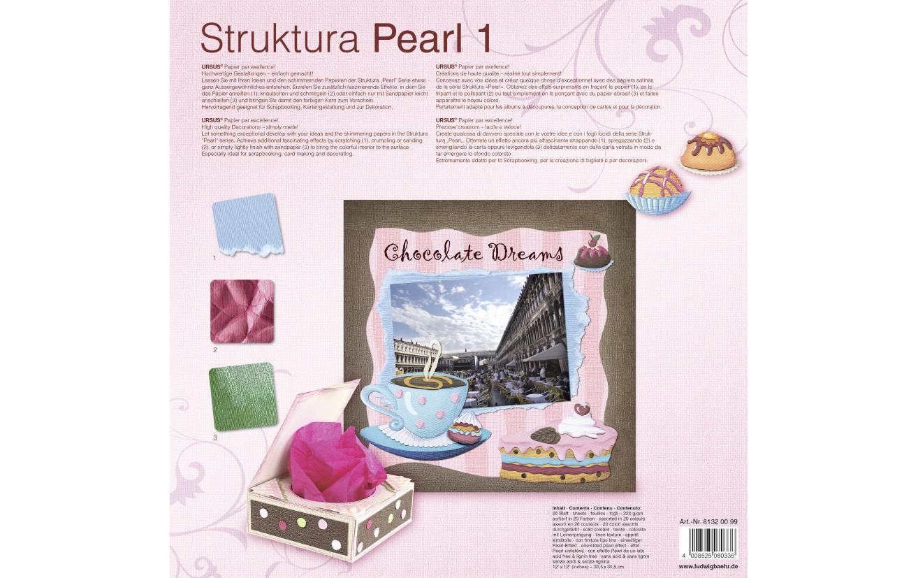 URSUS Fotokarton Leinenstruktur Pearl – 30,5 × 30,5 cm, mehrfarbig, 220 g/m² – 20 Blatt